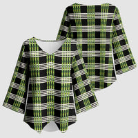 Aloha Hawaii Pakalana Pikake Lei Kimono Sleeve Blouse Palaka Inspired Hawaiian-plaid Black LT14 - Polynesian Pride