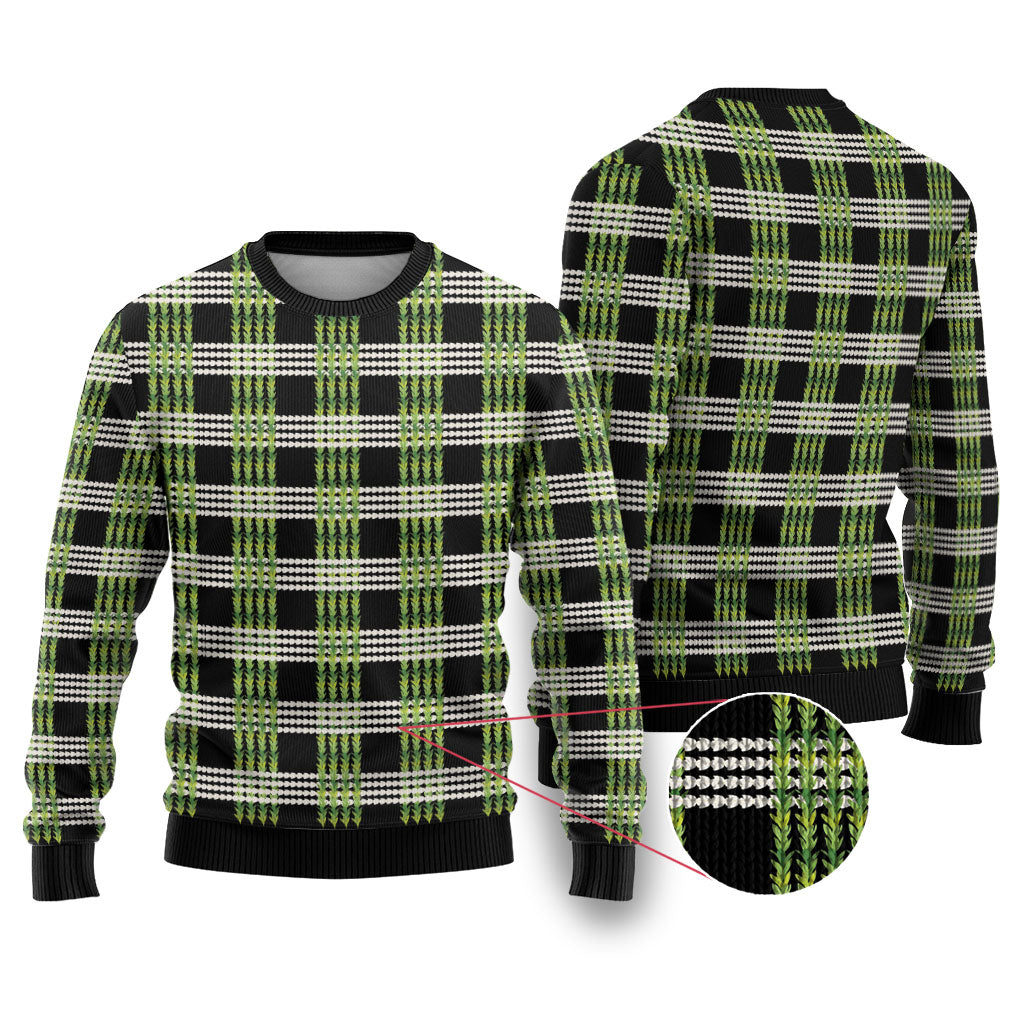 Aloha Hawaii Pakalana Pikake Lei Ugly Christmas Sweater Palaka Inspired Hawaiian-plaid Black LT14 Black - Polynesian Pride