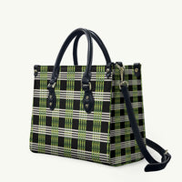 Aloha Hawaii Pakalana Pikake Lei Leather Bag Palaka Inspired Hawaiian-plaid Black LT14 Black - Polynesian Pride