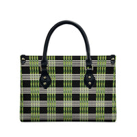 Aloha Hawaii Pakalana Pikake Lei Leather Bag Palaka Inspired Hawaiian-plaid Black LT14 - Polynesian Pride