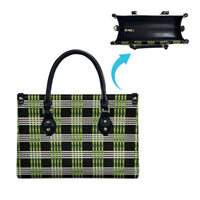 Aloha Hawaii Pakalana Pikake Lei Leather Bag Palaka Inspired Hawaiian-plaid Black LT14 - Polynesian Pride
