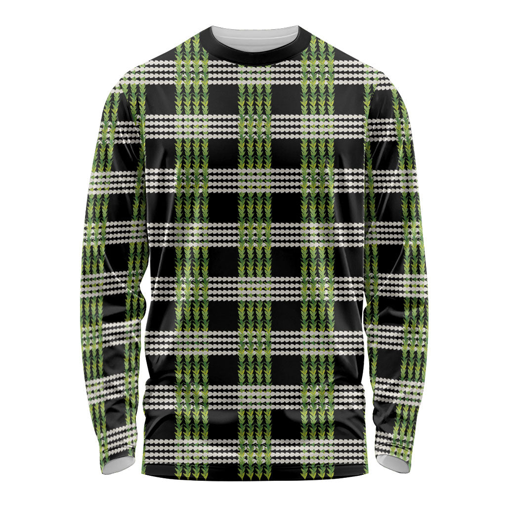 Aloha Hawaii Pakalana Pikake Lei Long Sleeve Shirt Palaka Inspired Hawaiian-plaid Black LT14 Unisex Black - Polynesian Pride