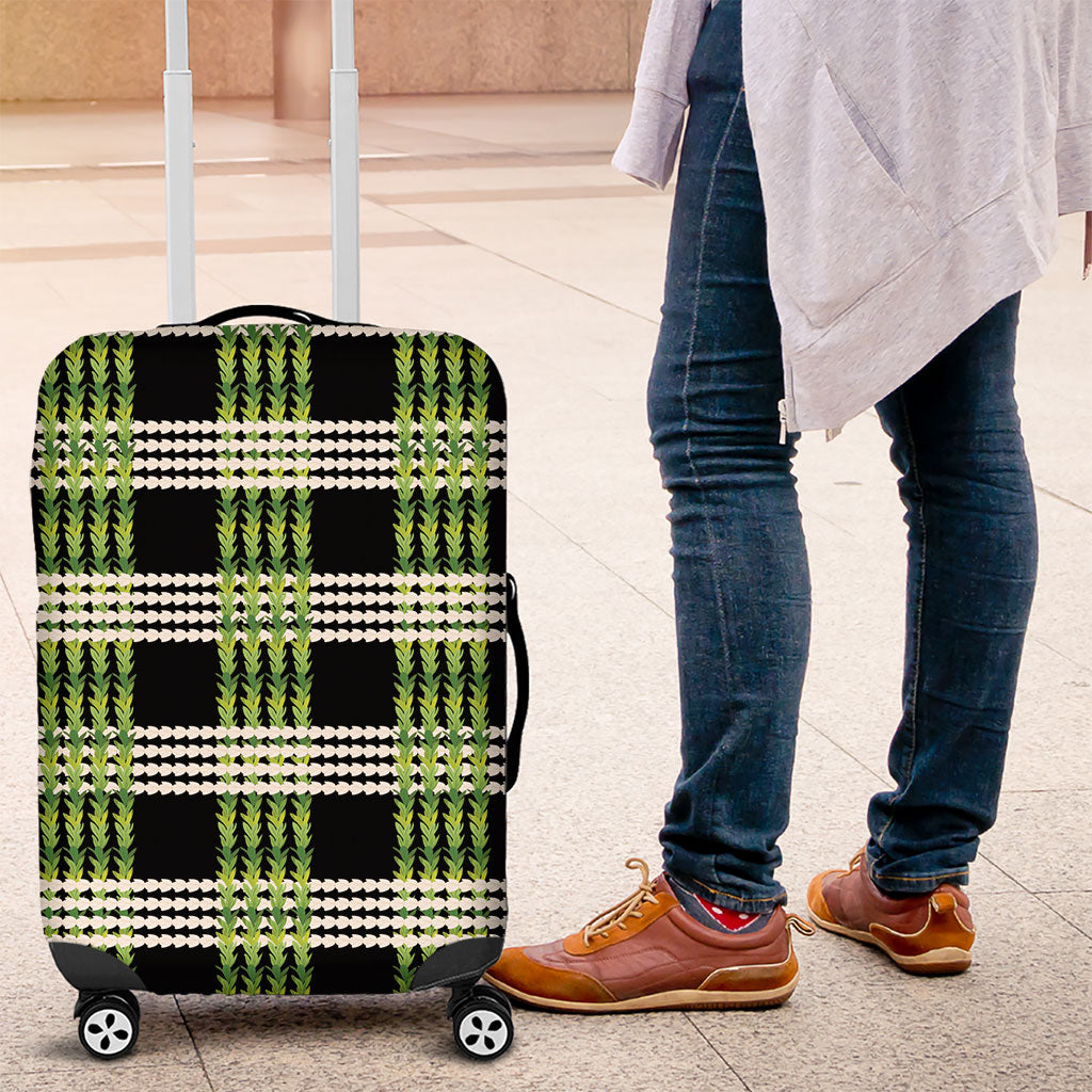 Aloha Hawaii Pakalana Pikake Lei Luggage Cover Palaka Inspired Hawaiian-plaid Black LT14 Black - Polynesian Pride