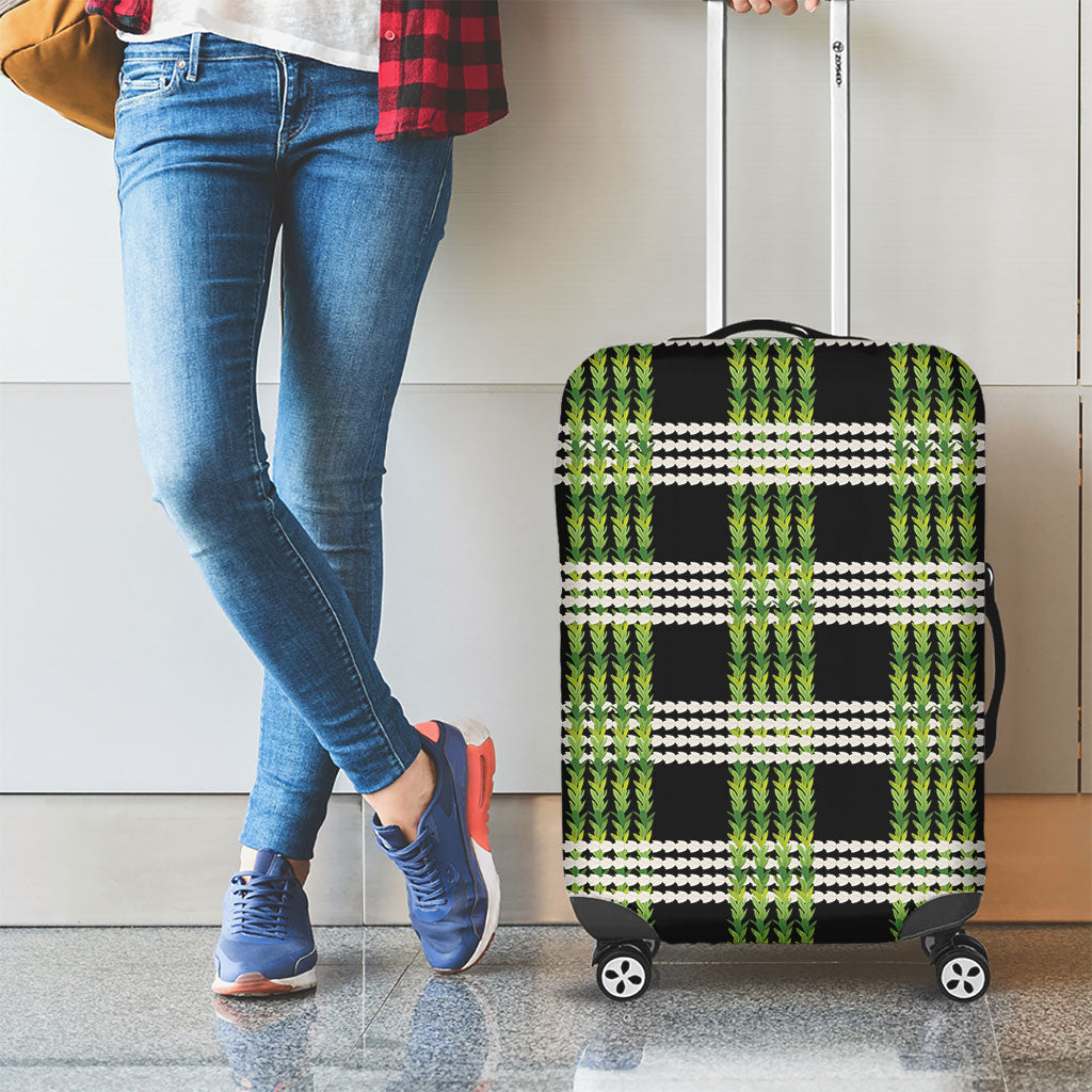Aloha Hawaii Pakalana Pikake Lei Luggage Cover Palaka Inspired Hawaiian-plaid Black LT14 - Polynesian Pride