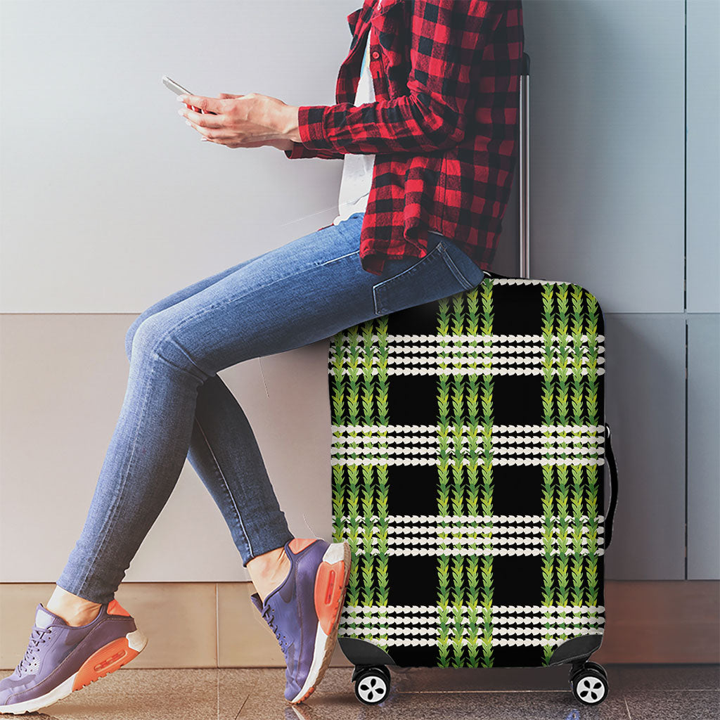 Aloha Hawaii Pakalana Pikake Lei Luggage Cover Palaka Inspired Hawaiian-plaid Black LT14 - Polynesian Pride