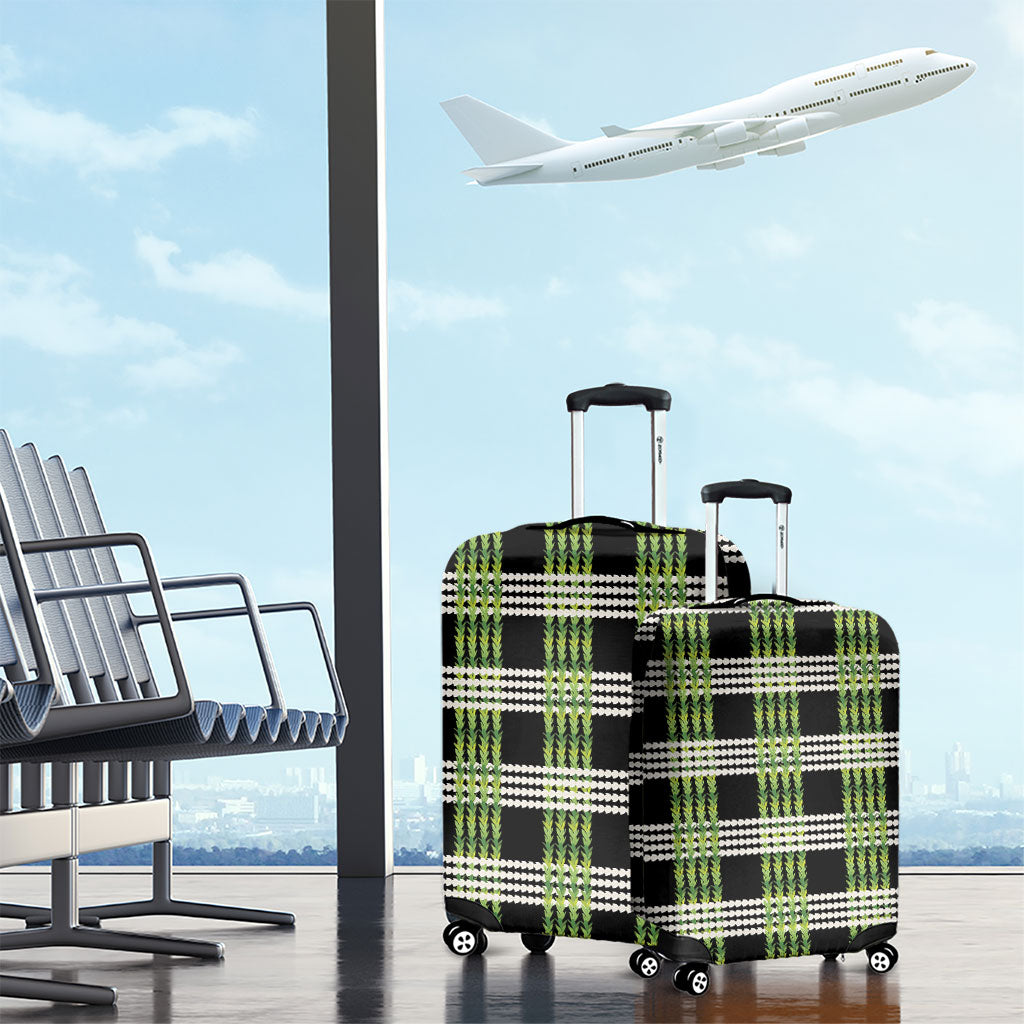 Aloha Hawaii Pakalana Pikake Lei Luggage Cover Palaka Inspired Hawaiian-plaid Black LT14 - Polynesian Pride