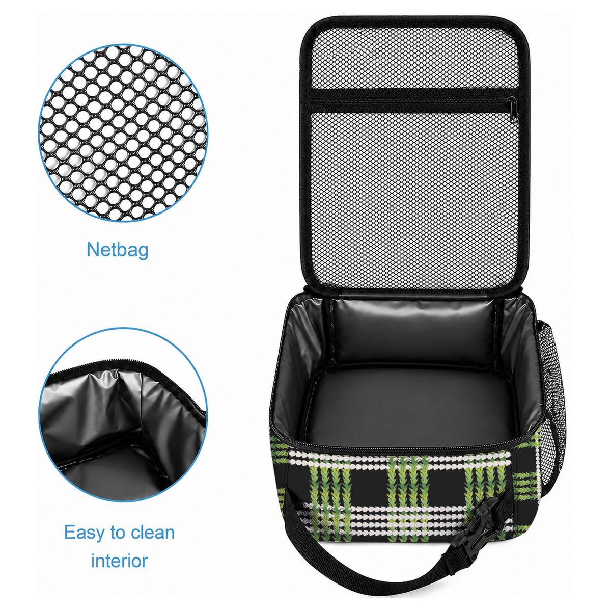 Aloha Hawaii Pakalana Pikake Lei Lunch Bag Palaka Inspired Hawaiian-plaid Black LT14 - Polynesian Pride