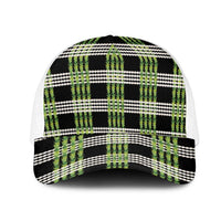Aloha Hawaii Pakalana Pikake Lei Mesh Trucker Cap Palaka Inspired Hawaiian-plaid Black LT14 One Size White Black - Polynesian Pride