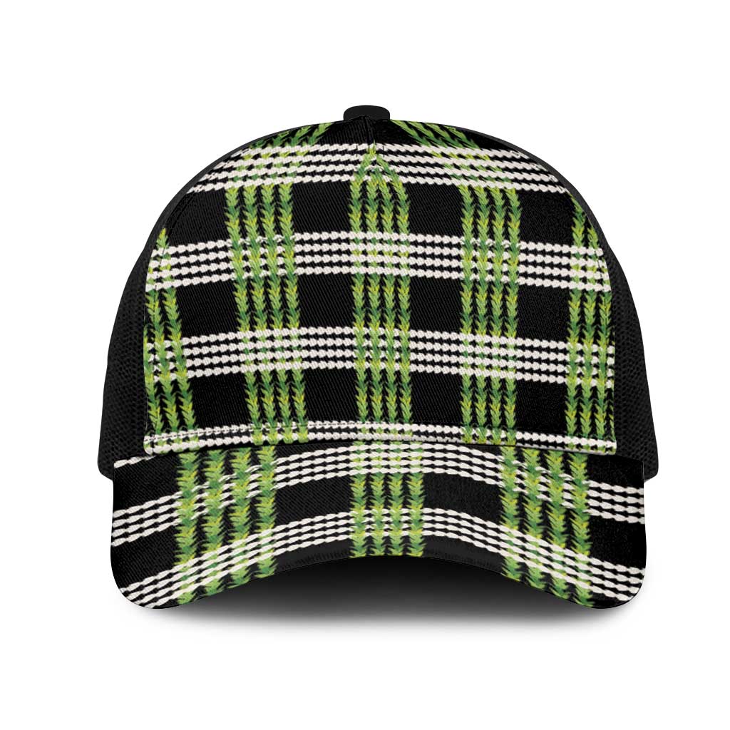 Aloha Hawaii Pakalana Pikake Lei Mesh Trucker Cap Palaka Inspired Hawaiian-plaid Black LT14 One Size Black Black - Polynesian Pride