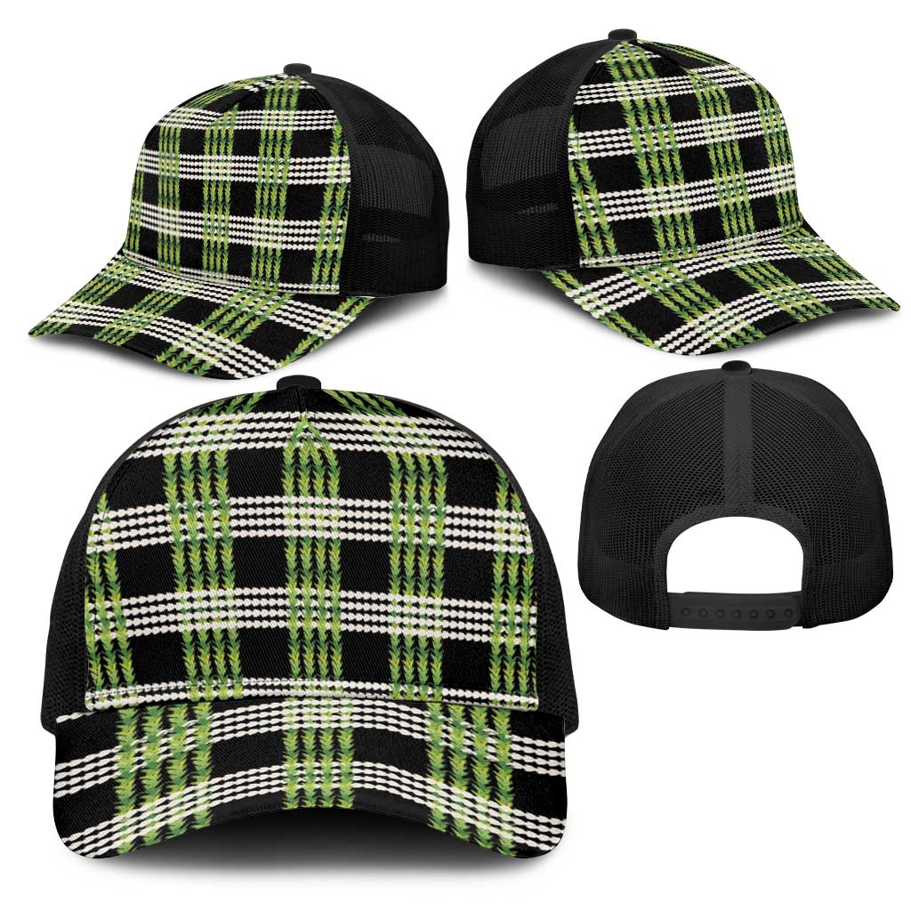 Aloha Hawaii Pakalana Pikake Lei Mesh Trucker Cap Palaka Inspired Hawaiian-plaid Black LT14 - Polynesian Pride