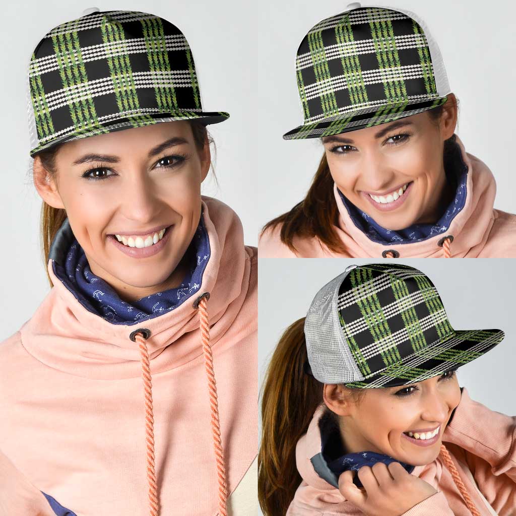 Aloha Hawaii Pakalana Pikake Lei Mesh Trucker Cap Palaka Inspired Hawaiian-plaid Black LT14 - Polynesian Pride