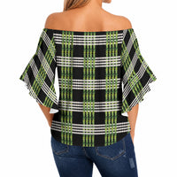 Aloha Hawaii Pakalana Pikake Lei Off Shoulder Wrap Waist Top Palaka Inspired Hawaiian-plaid Black LT14 - Polynesian Pride