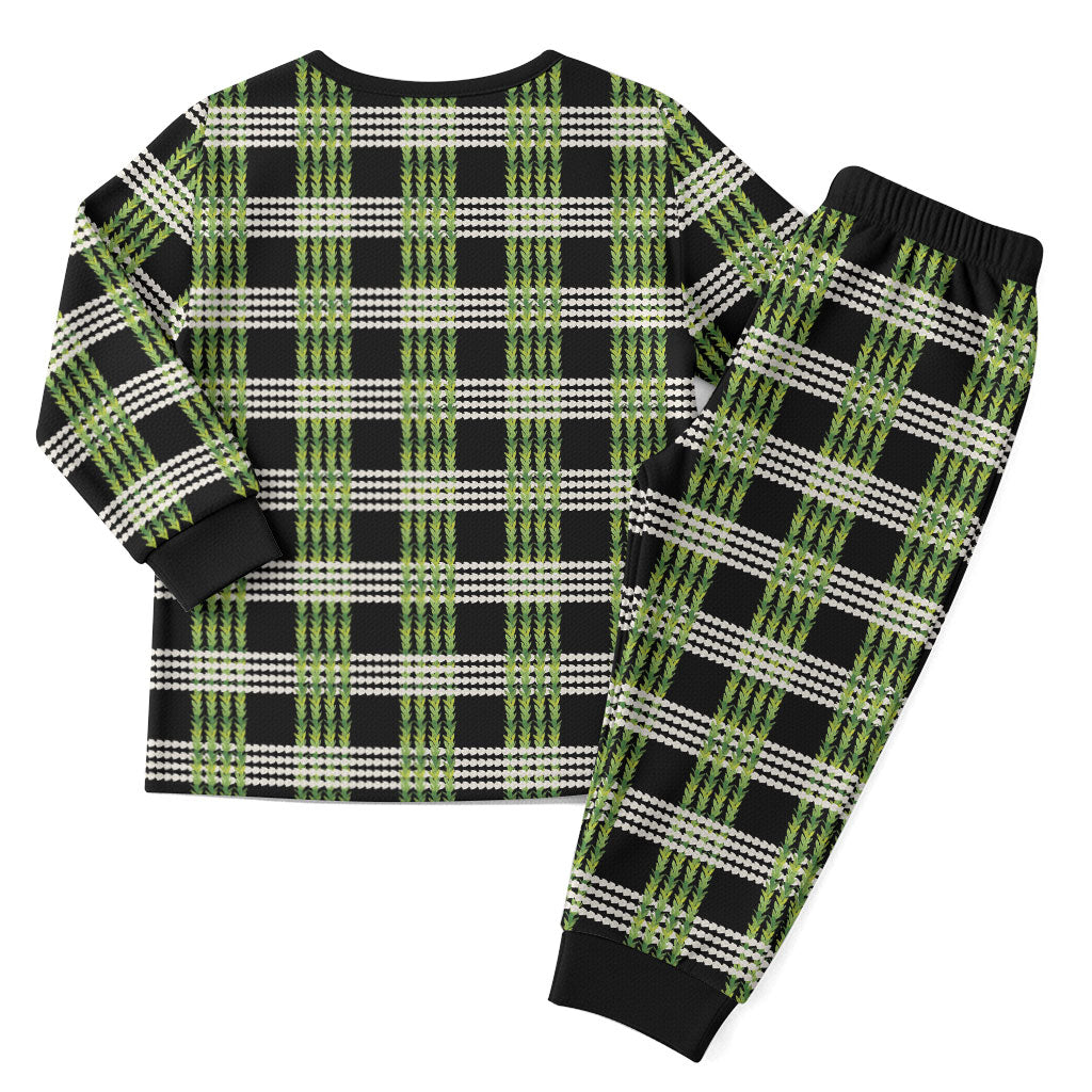 Aloha Hawaii Pakalana Pikake Lei Christmas Pajama Set Palaka Inspired Hawaiian-plaid Black LT14 - Polynesian Pride