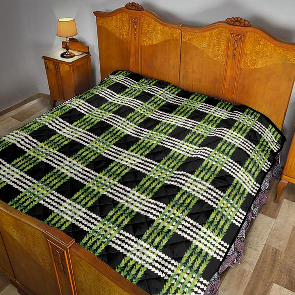 Aloha Hawaii Pakalana Pikake Lei Quilt Palaka Inspired Hawaiian-plaid Black LT14 - Polynesian Pride