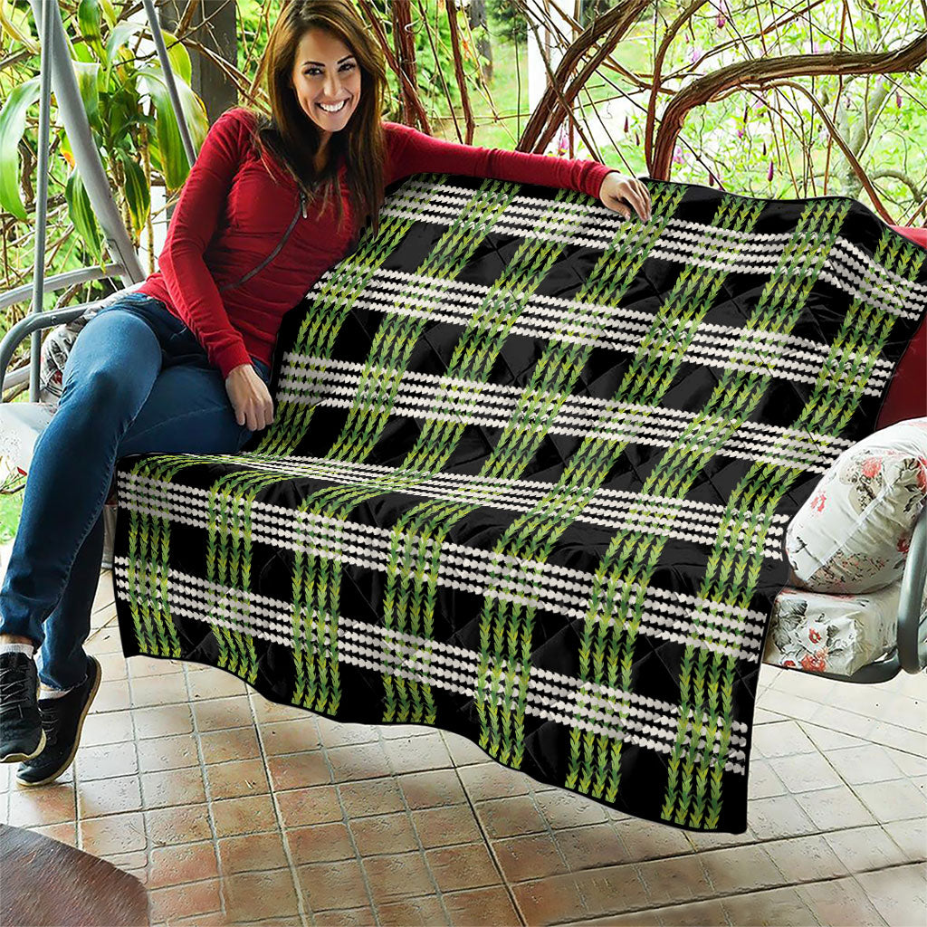 Aloha Hawaii Pakalana Pikake Lei Quilt Palaka Inspired Hawaiian-plaid Black LT14 - Polynesian Pride