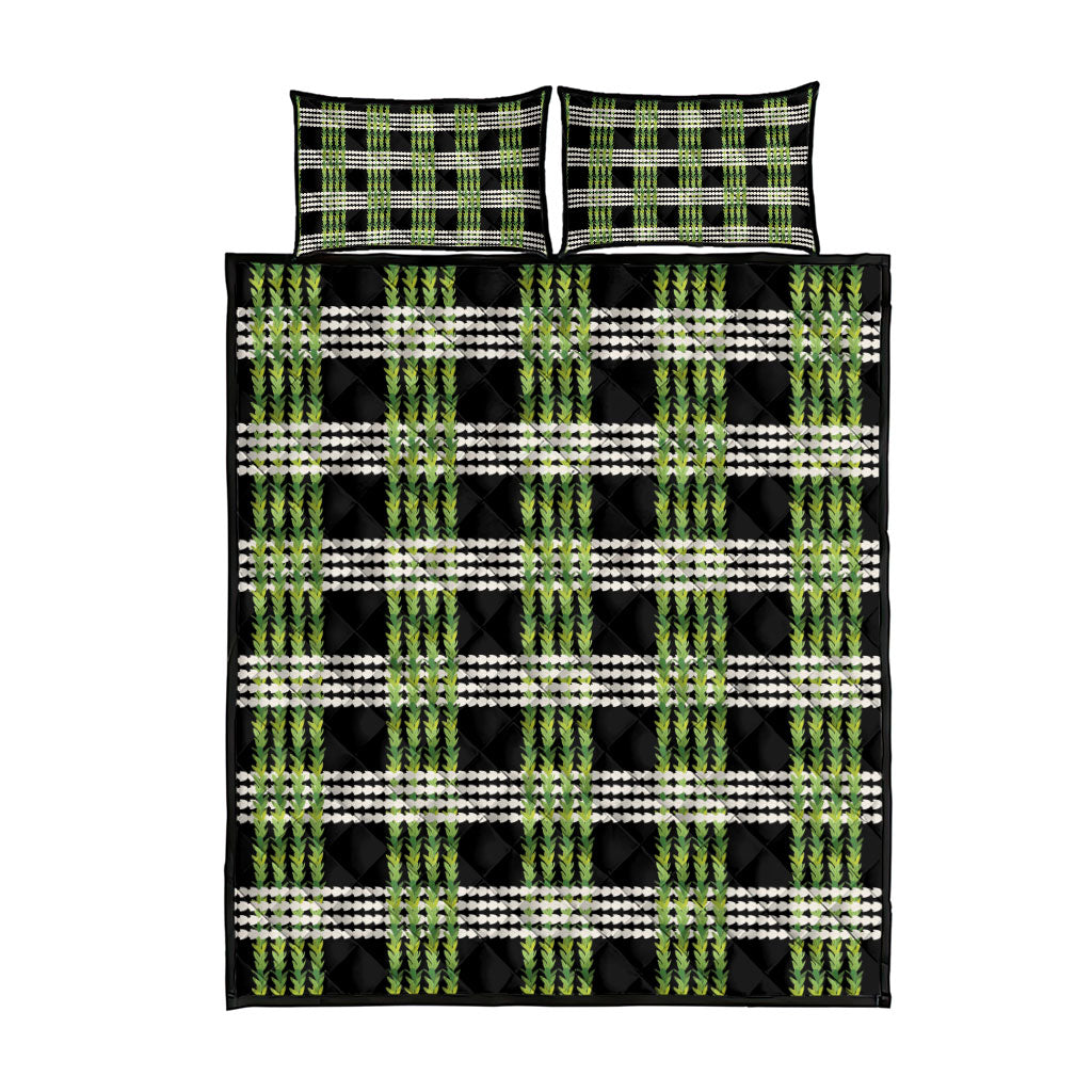 Aloha Hawaii Pakalana Pikake Lei Quilt Bed Set Palaka Inspired Hawaiian-plaid Black LT14 - Polynesian Pride