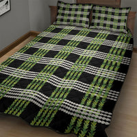 Aloha Hawaii Pakalana Pikake Lei Quilt Bed Set Palaka Inspired Hawaiian-plaid Black LT14 - Polynesian Pride