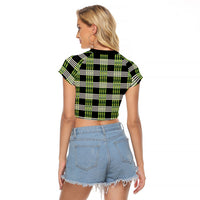 Aloha Hawaii Pakalana Pikake Lei Raglan Cropped T Shirt Palaka Inspired Hawaiian-plaid Black LT14 - Polynesian Pride