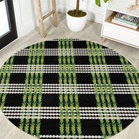 Aloha Hawaii Pakalana Pikake Lei Round Carpet Palaka Inspired Hawaiian-plaid Black LT14 Black - Polynesian Pride