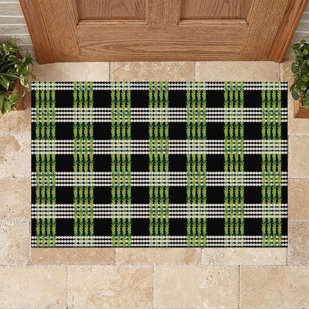 Aloha Hawaii Pakalana Pikake Lei Rubber Doormat Palaka Inspired Hawaiian-plaid Black LT14 Black - Polynesian Pride