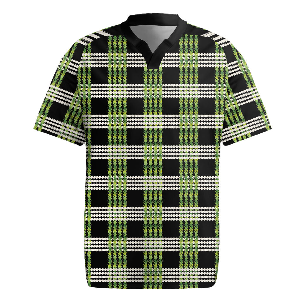 Aloha Hawaii Pakalana Pikake Lei Rugby Jersey Palaka Inspired Hawaiian-plaid Black LT14 Black - Polynesian Pride