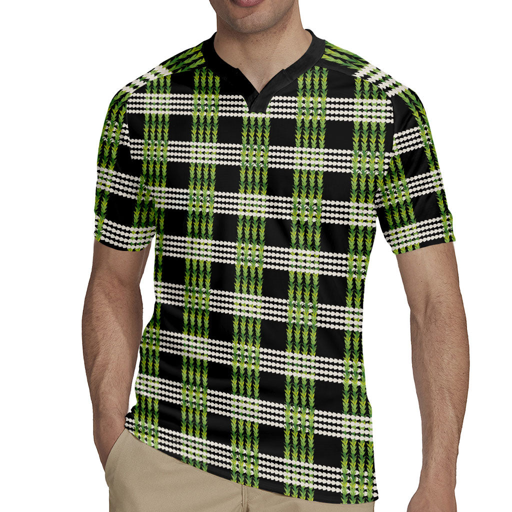 Aloha Hawaii Pakalana Pikake Lei Rugby Jersey Palaka Inspired Hawaiian-plaid Black LT14 - Polynesian Pride