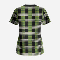Aloha Hawaii Pakalana Pikake Lei Scrub Top Palaka Inspired Hawaiian-plaid Black LT14 - Polynesian Pride