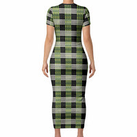 Aloha Hawaii Pakalana Pikake Lei Short Sleeve Bodycon Dress Palaka Inspired Hawaiian-plaid Black LT14 - Polynesian Pride
