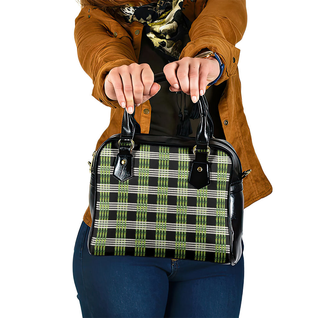 Aloha Hawaii Pakalana Pikake Lei Shoulder Handbag Palaka Inspired Hawaiian-plaid Black LT14 One Size Black - Polynesian Pride
