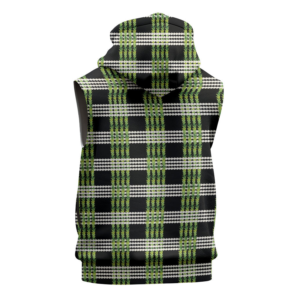 Aloha Hawaii Pakalana Pikake Lei Sleeveless Zip Hoodie Palaka Inspired Hawaiian-plaid Black LT14 - Polynesian Pride
