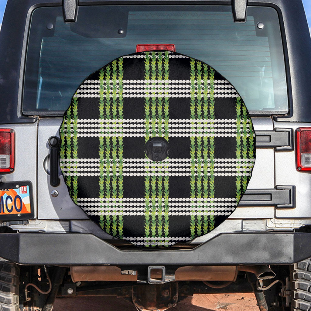 Aloha Hawaii Pakalana Pikake Lei Spare Tire Cover Palaka Inspired Hawaiian-plaid Black LT14 Black - Polynesian Pride