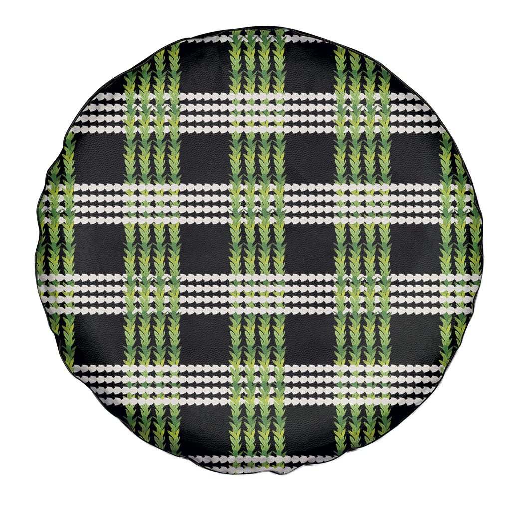 Aloha Hawaii Pakalana Pikake Lei Spare Tire Cover Palaka Inspired Hawaiian-plaid Black LT14 - Polynesian Pride