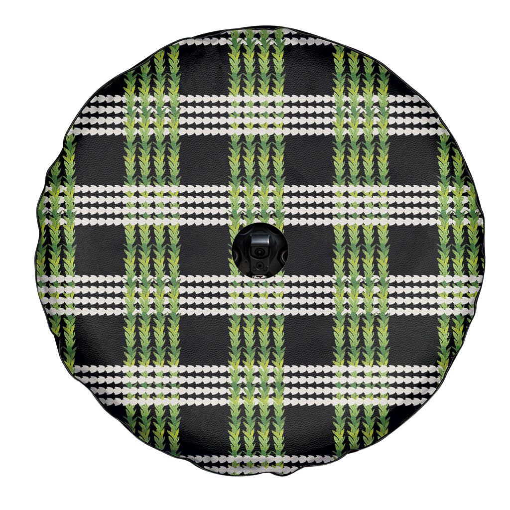 Aloha Hawaii Pakalana Pikake Lei Spare Tire Cover Palaka Inspired Hawaiian-plaid Black LT14 - Polynesian Pride