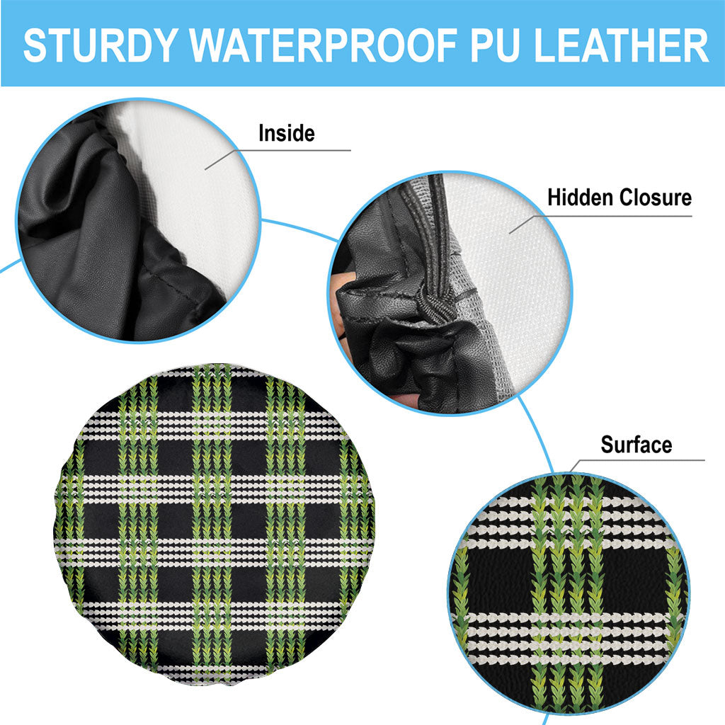 Aloha Hawaii Pakalana Pikake Lei Spare Tire Cover Palaka Inspired Hawaiian-plaid Black LT14 - Polynesian Pride