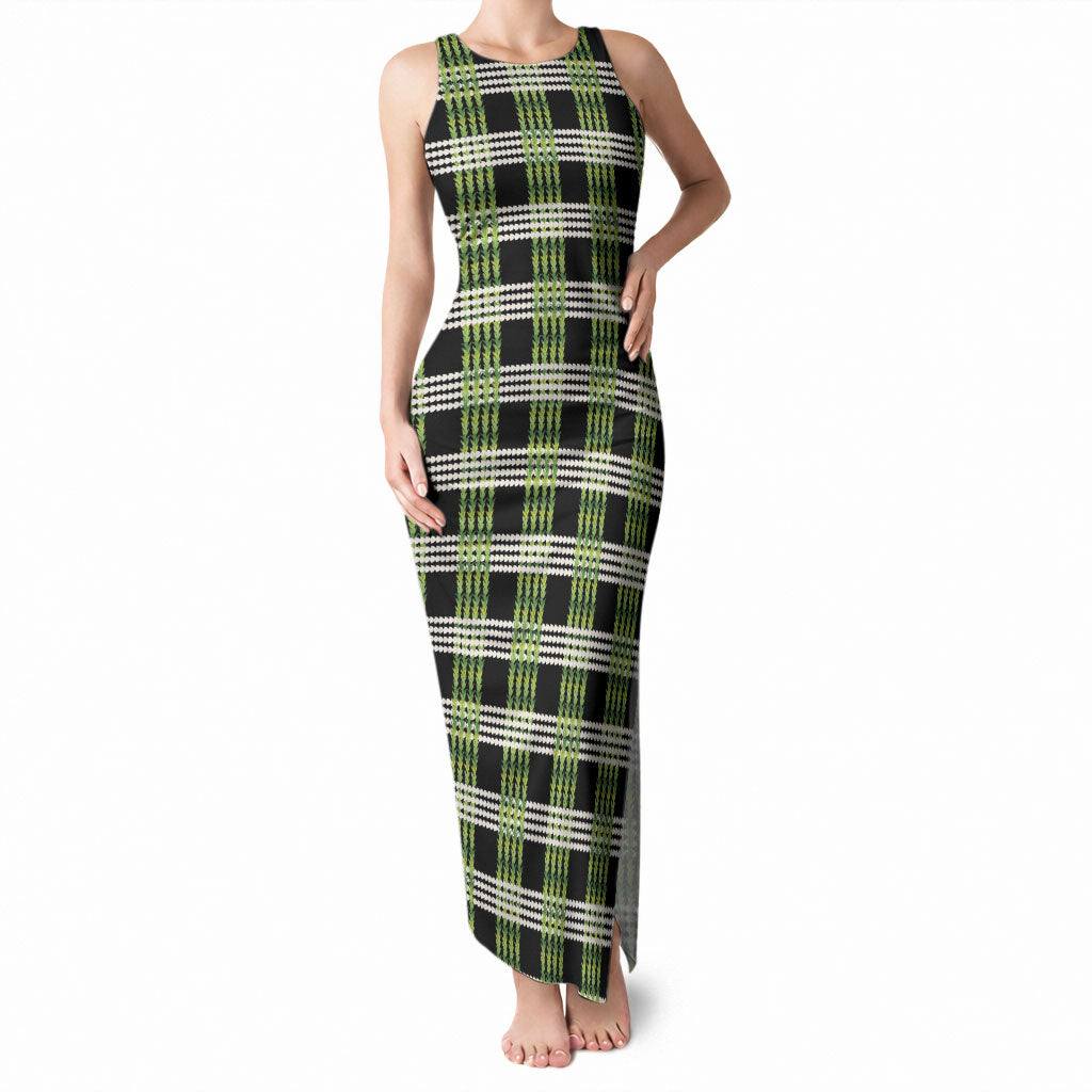 Aloha Hawaii Pakalana Pikake Lei Tank Maxi Dress Palaka Inspired Hawaiian-plaid Black LT14 Women Black - Polynesian Pride
