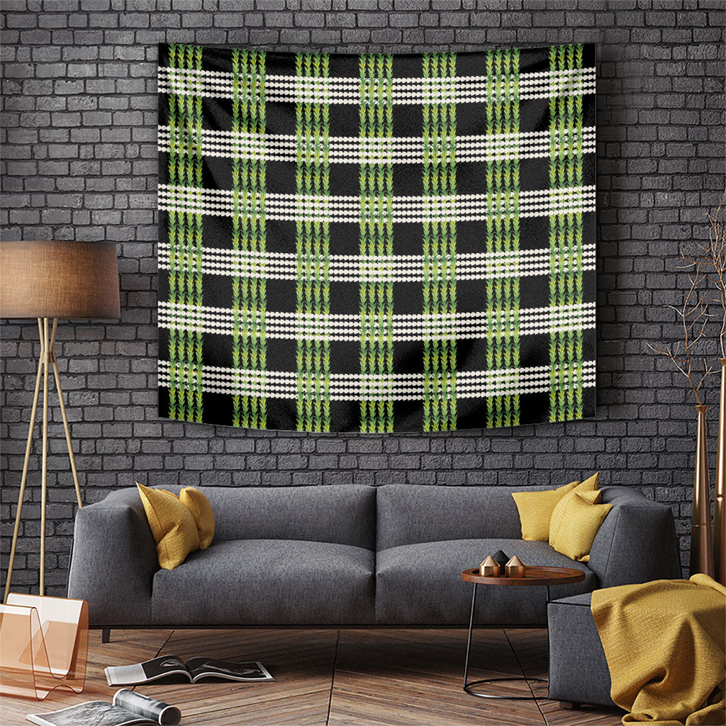Aloha Hawaii Pakalana Pikake Lei Tapestry Palaka Inspired Hawaiian-plaid Black LT14 Black - Polynesian Pride