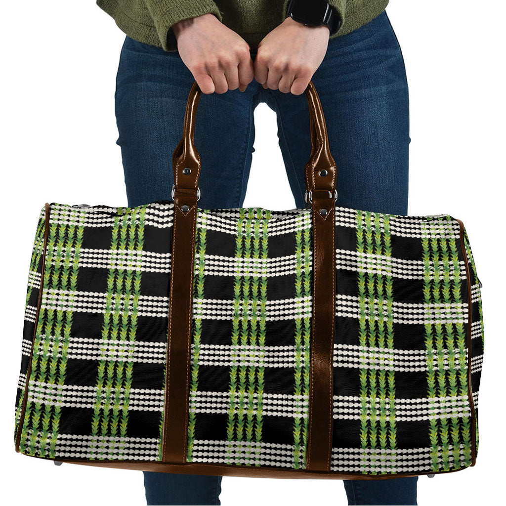 Aloha Hawaii Pakalana Pikake Lei Travel Bag Palaka Inspired Hawaiian-plaid Black LT14 Black - Polynesian Pride