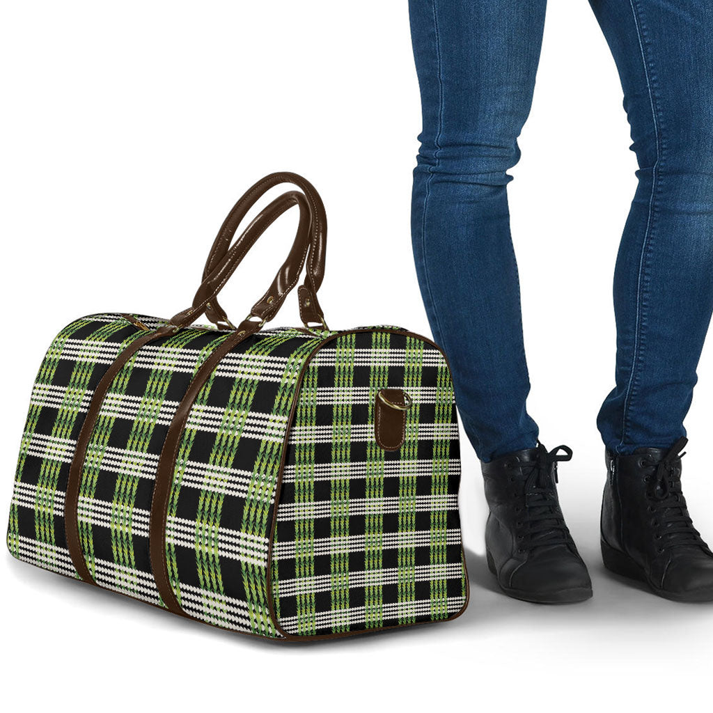 Aloha Hawaii Pakalana Pikake Lei Travel Bag Palaka Inspired Hawaiian-plaid Black LT14 - Polynesian Pride