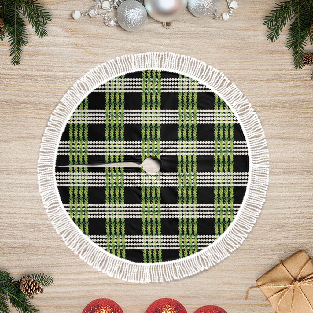 Aloha Hawaii Pakalana Pikake Lei Tree Skirt Palaka Inspired Hawaiian-plaid Black LT14 Fringed Black - Polynesian Pride