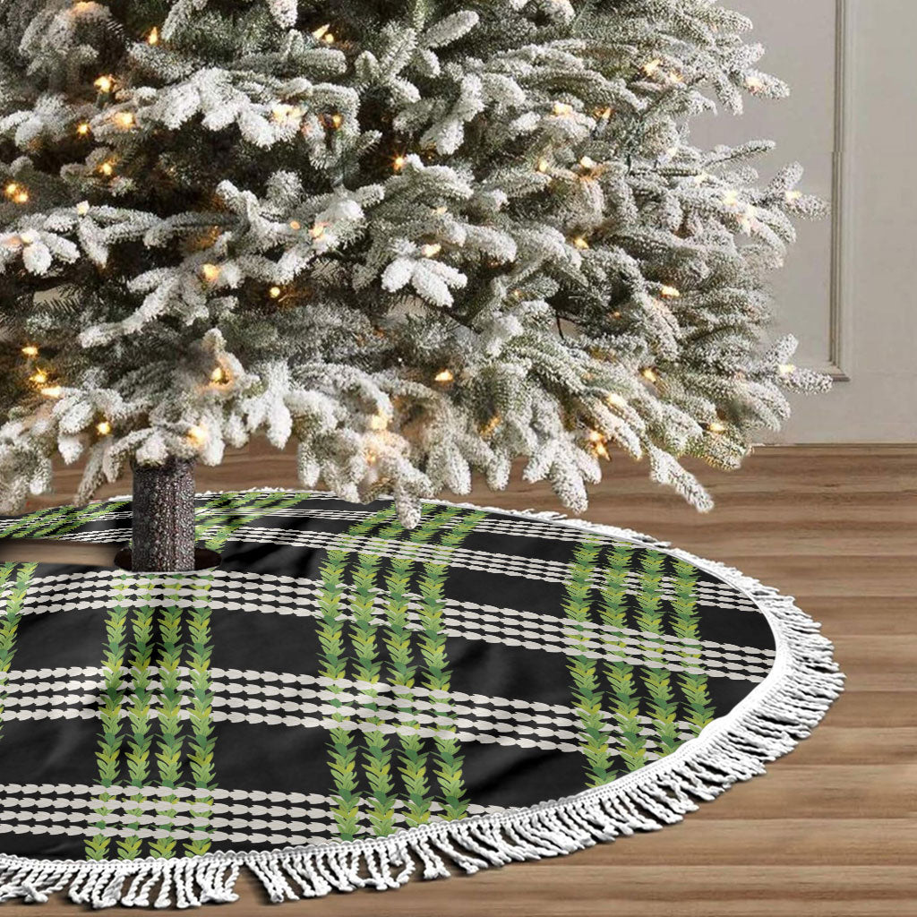 Aloha Hawaii Pakalana Pikake Lei Tree Skirt Palaka Inspired Hawaiian-plaid Black LT14 - Polynesian Pride