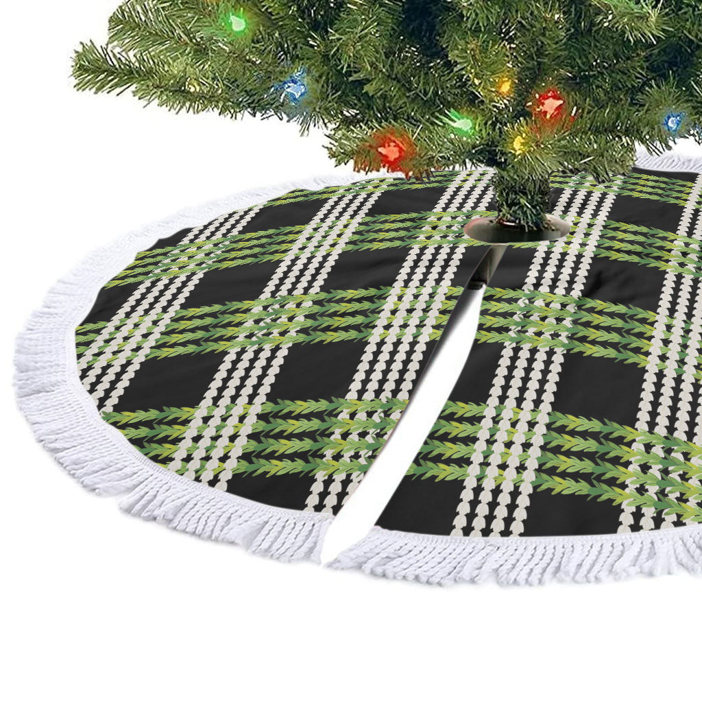 Aloha Hawaii Pakalana Pikake Lei Tree Skirt Palaka Inspired Hawaiian-plaid Black LT14 - Polynesian Pride