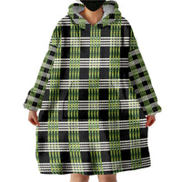 Aloha Hawaii Pakalana Pikake Lei Wearable Blanket Hoodie Palaka Inspired Hawaiian-plaid Black LT14 - Polynesian Pride
