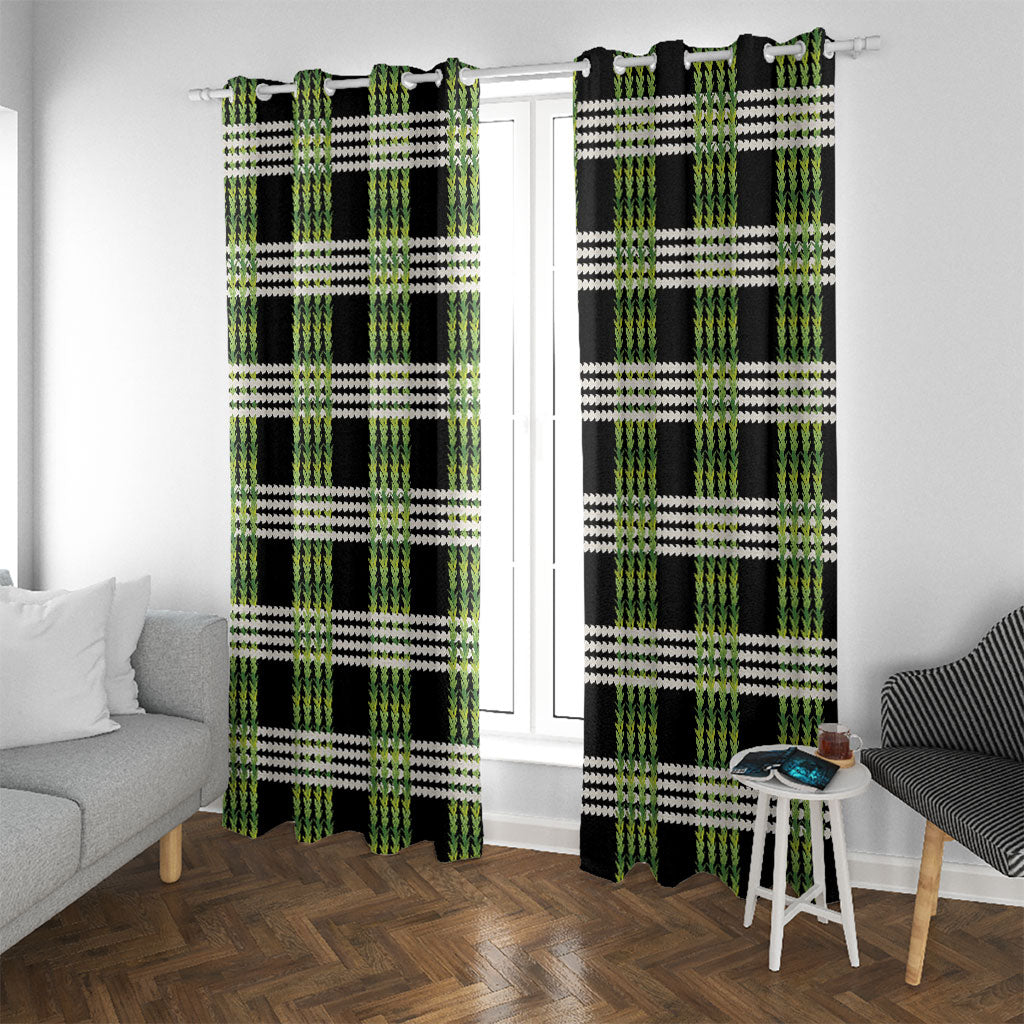 Aloha Hawaii Pakalana Pikake Lei Window Curtain Palaka Inspired Hawaiian-plaid Black LT14 With Grommets Black - Polynesian Pride