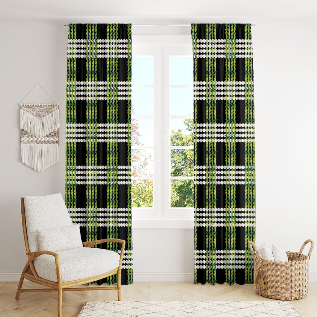 Aloha Hawaii Pakalana Pikake Lei Window Curtain Palaka Inspired Hawaiian-plaid Black LT14 - Polynesian Pride