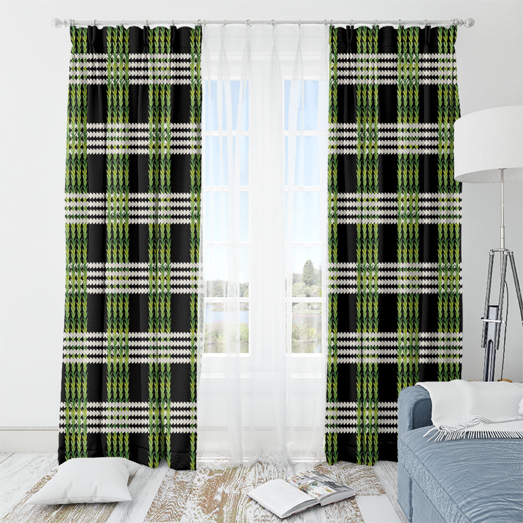Aloha Hawaii Pakalana Pikake Lei Window Curtain Palaka Inspired Hawaiian-plaid Black LT14 - Polynesian Pride
