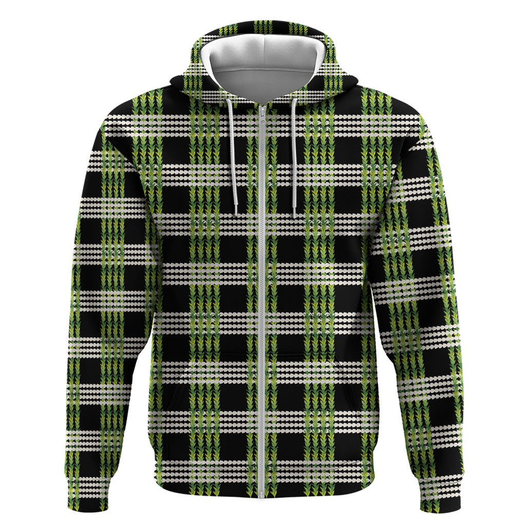 Aloha Hawaii Pakalana Pikake Lei Zip Hoodie Palaka Inspired Hawaiian-plaid Black LT14 Zip Hoodie Black - Polynesian Pride