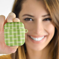 Aloha Hawaii Pakalana Pikake Lei AirPods Case Palaka Inspired Hawaiian-plaid Pastel Green LT14 - Polynesian Pride