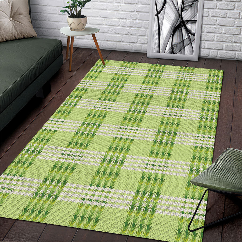 Aloha Hawaii Pakalana Pikake Lei Area Rug Palaka Inspired Hawaiian-plaid Pastel Green LT14 Green - Polynesian Pride
