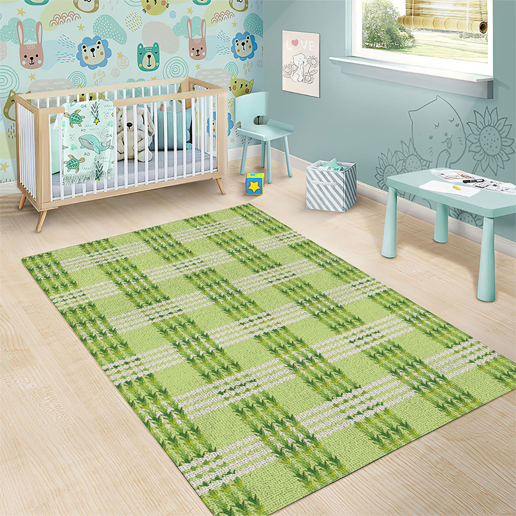 Aloha Hawaii Pakalana Pikake Lei Area Rug Palaka Inspired Hawaiian-plaid Pastel Green LT14 - Polynesian Pride