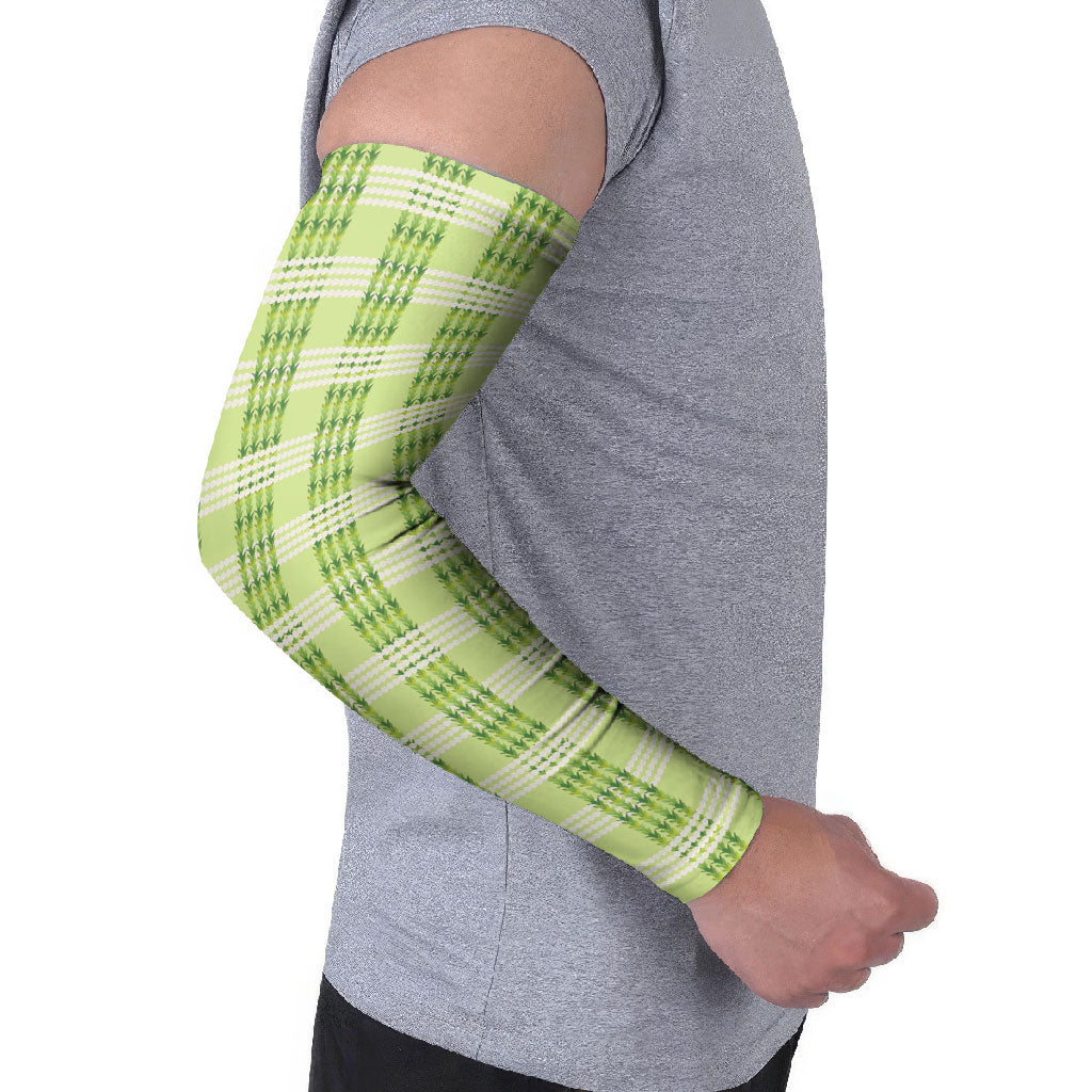 Aloha Hawaii Pakalana Pikake Lei Arm Sleeves Palaka Inspired Hawaiian-plaid Pastel Green LT14 - Polynesian Pride